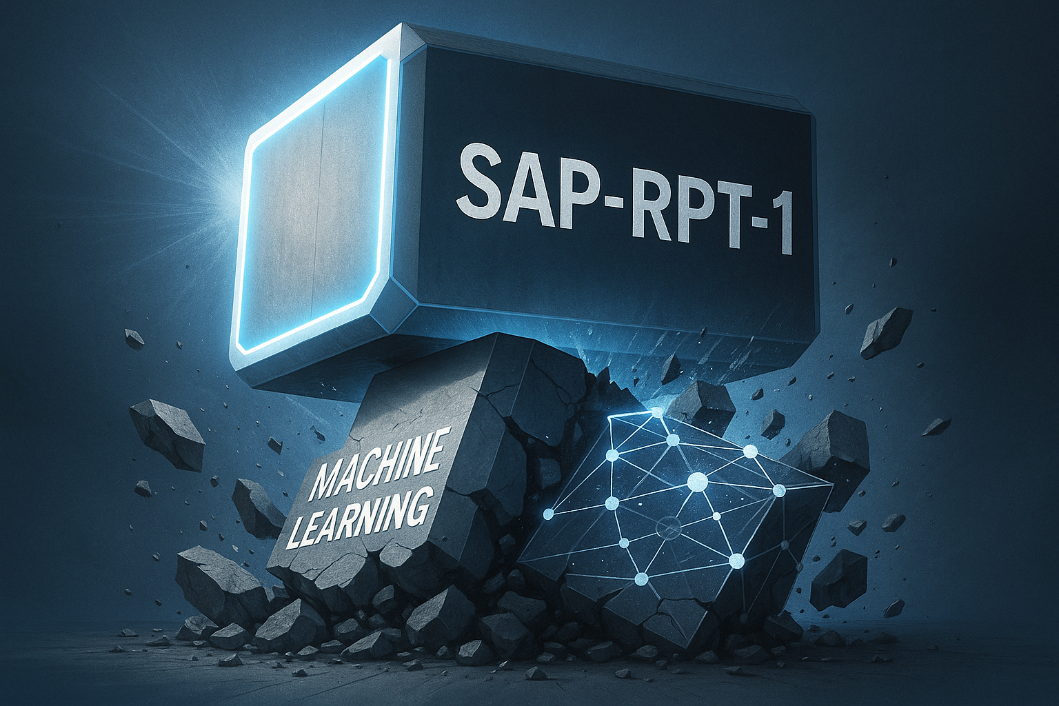 Ilustración conceptual del modelo SAP RPT-1 de SAP que analiza y predice información empresarial a partir de datos estructurados
